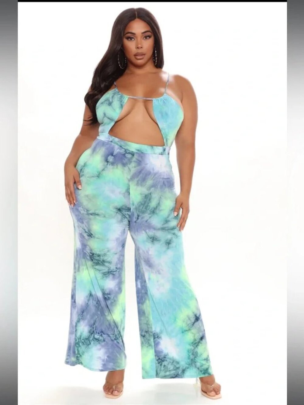 Puerto Vallarta Tie Dye Jumpsuit - Aqua/Combo, Size 2XL